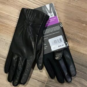 NWT Isotoner Signature Smart Touch Leather Black Gloves Women S/M